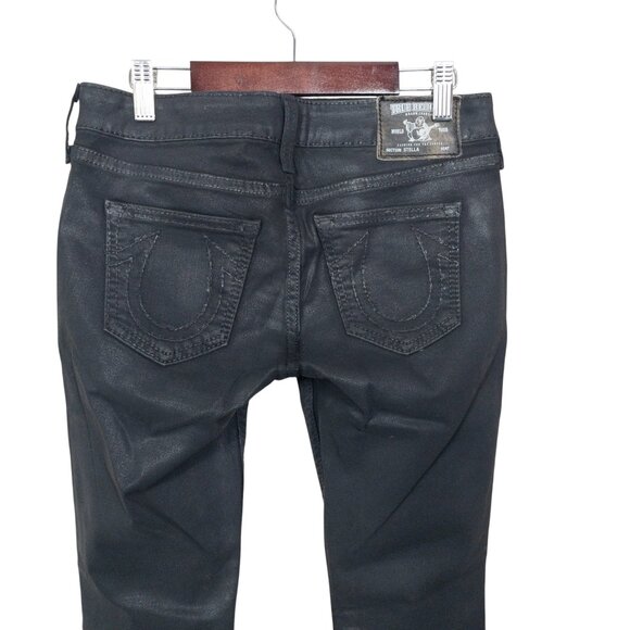 True Religion Stella Black Sparkle Low Rise Skinny Waist W 26 L 32 Western Goth - Picture 9 of 11